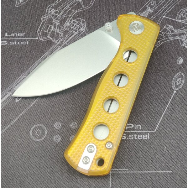 QSP Canary Folder 14C28N Stahl Linerlock Ultem Stonewash