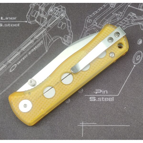 QSP Canary Folder 14C28N Stahl Linerlock Ultem Stonewash