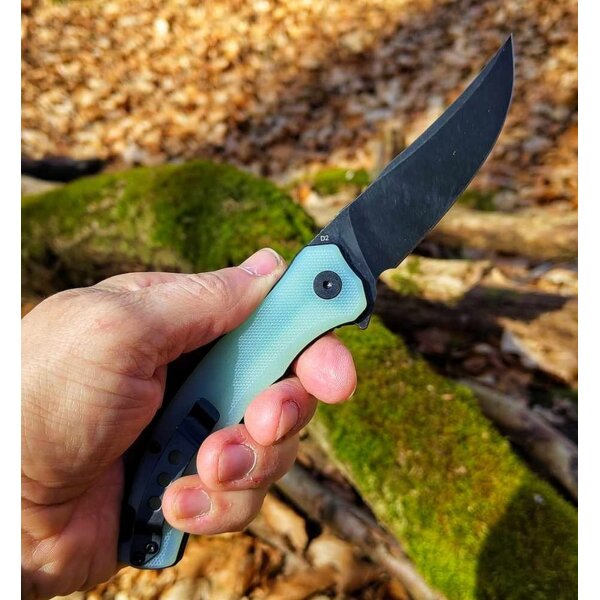 QSP Knife Walrus Folder D2 Stahl G10 Jade Blackwash