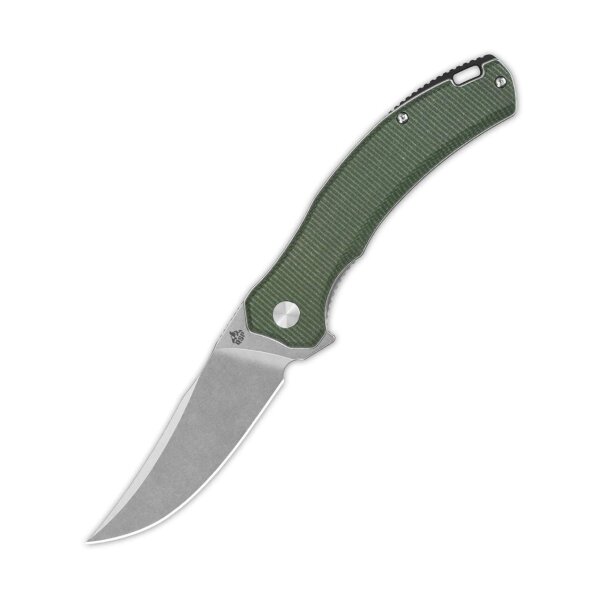 QSP Knife Walrus Folder D2 Stahl Green Micarta Stonewash