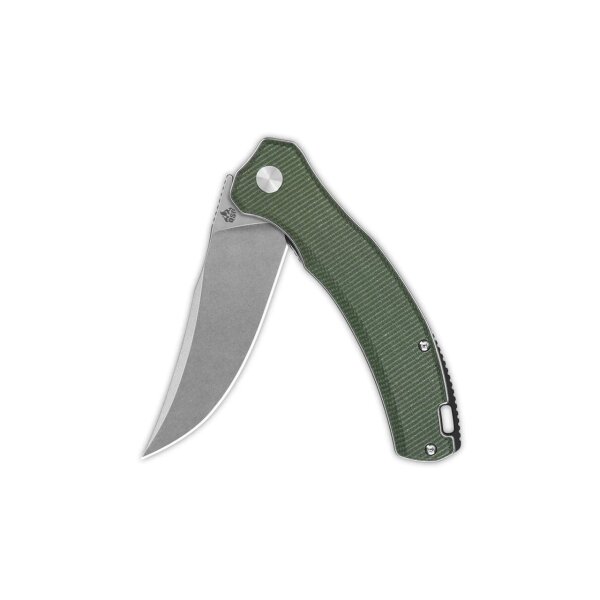 QSP Knife Walrus Folder D2 Stahl Green Micarta Stonewash