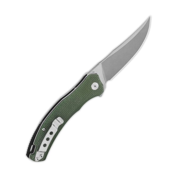 QSP Knife Walrus Folder D2 Stahl Green Micarta Stonewash