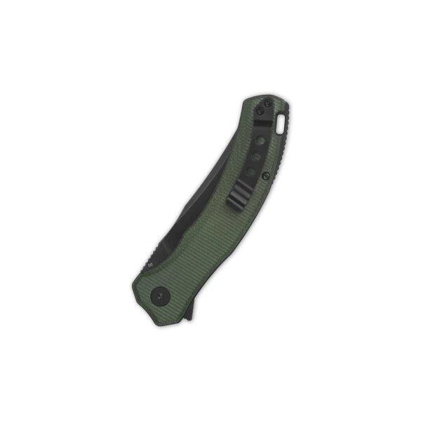 QSP Knife Walrus Folder D2 Stahl Green Micarta Blackwash