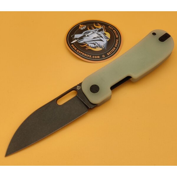 QSP Knife Variant PE Linerlock 14C28N Jade G10