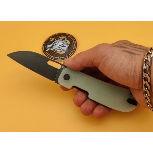 QSP Knife Variant PE Linerlock 14C28N Jade G10