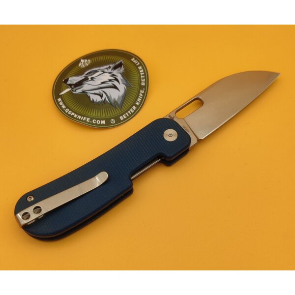 QSP Knife Variant PE Linerlock 14C28N Blue Micarta