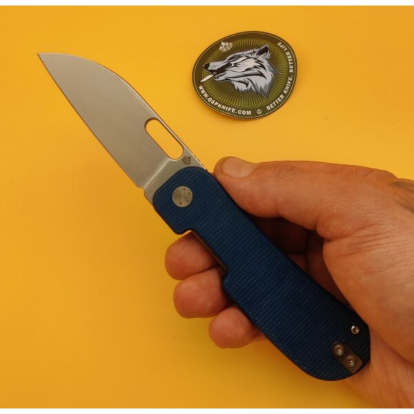 QSP Knife Variant PE Linerlock 14C28N Blue Micarta