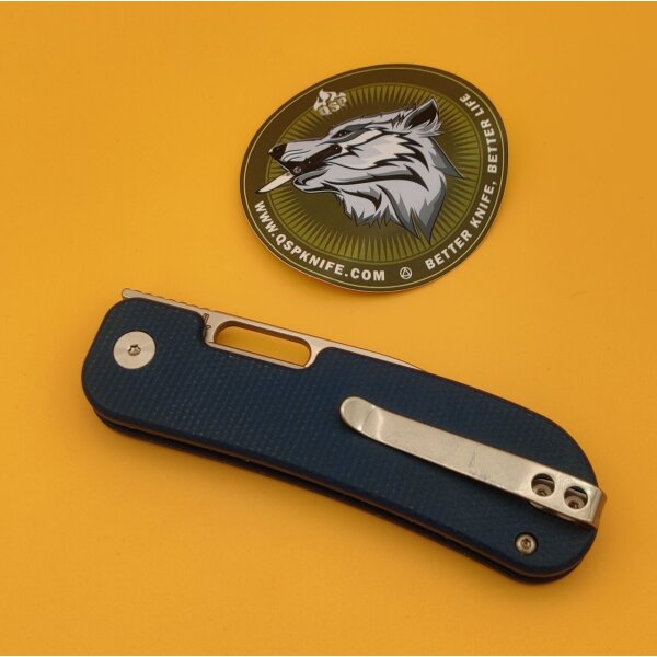 QSP Knife Variant PE Linerlock 14C28N Blue Micarta