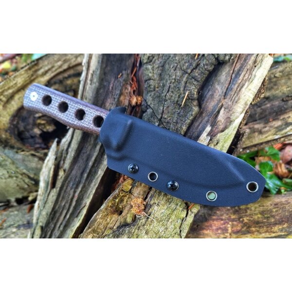 QSP Canary Fixed Blade Knife Cr8Mo2VSi (DC53) Blade Dark Brown Micarta Handle