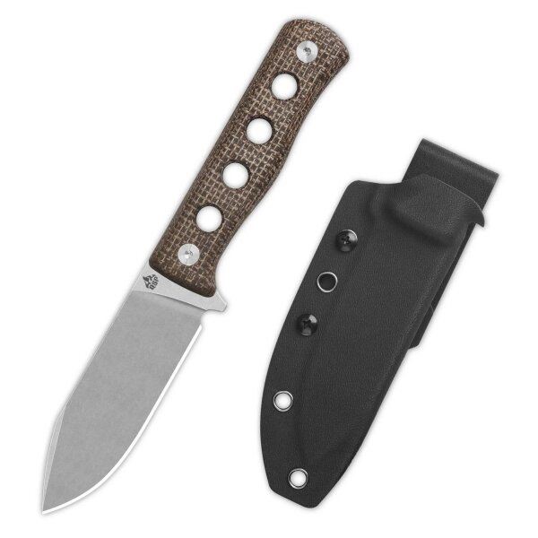 QSP Canary Fixed Blade Knife Cr8Mo2VSi (DC53) Blade Dark Brown Micarta Handle