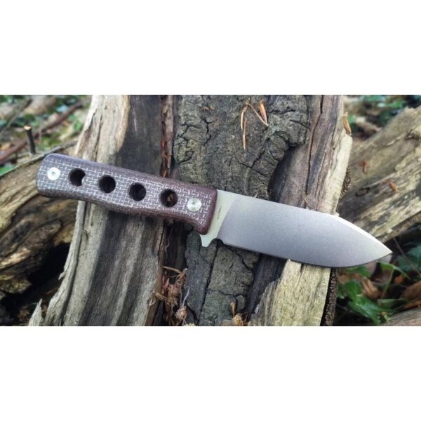 QSP Canary Fixed Blade Knife Cr8Mo2VSi (DC53) Blade Dark Brown Micarta Handle
