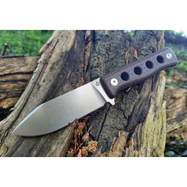 QSP Canary Fixed Blade Knife Cr8Mo2VSi (DC53) Blade Dark Brown Micarta Handle