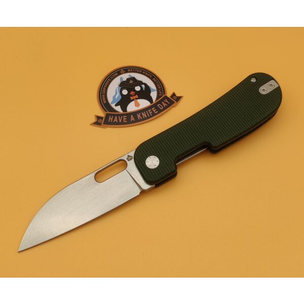 QSP Knife Variant PE Linerlock 14C28N Green Micarta