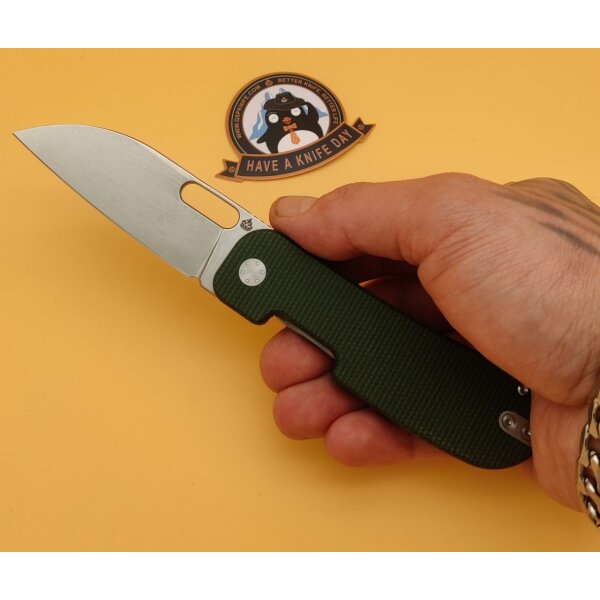 QSP Knife Variant PE Linerlock 14C28N Green Micarta