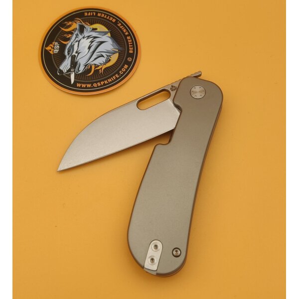 QSP Knife Variant PE Linerlock 14C28N Titan Silver Stonewash