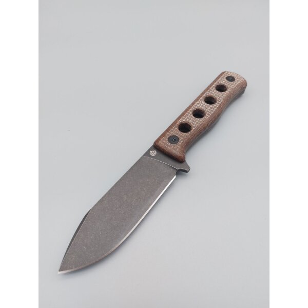 QSP Canary Fixed Blade Knife QS155-A2 Cr8Mo2VSi(DC53) Blade Dark Brown Micarta Handle