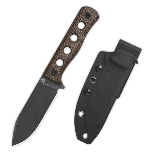 QSP Canary Fixed Blade Knife QS155-A2 Cr8Mo2VSi(DC53) Blade Dark Brown Micarta Handle