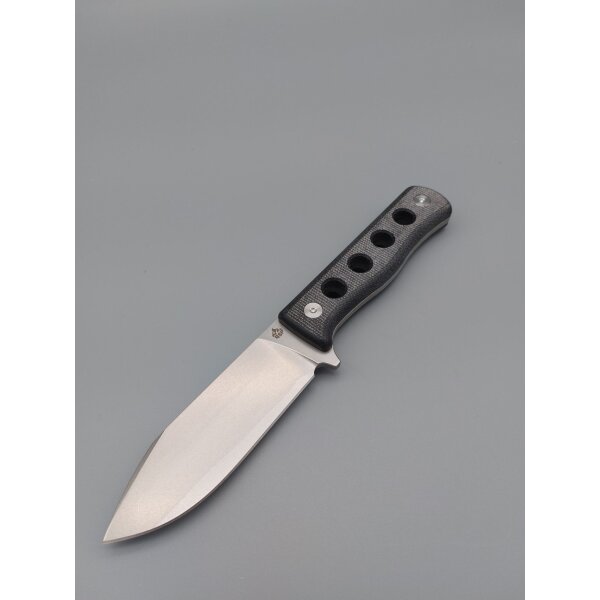 QSP Canary Fixed Blade Knife Cr8Mo2VSi (DC53) Blade Black Grey Micarta Handle