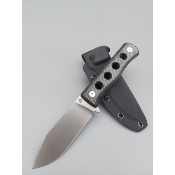 QSP Canary Fixed Blade Knife Cr8Mo2VSi (DC53) Blade Black Grey Micarta Handle