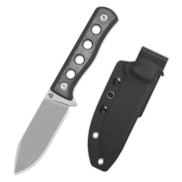 QSP Canary Fixed Blade Knife Cr8Mo2VSi (DC53) Blade Black Grey Micarta Handle