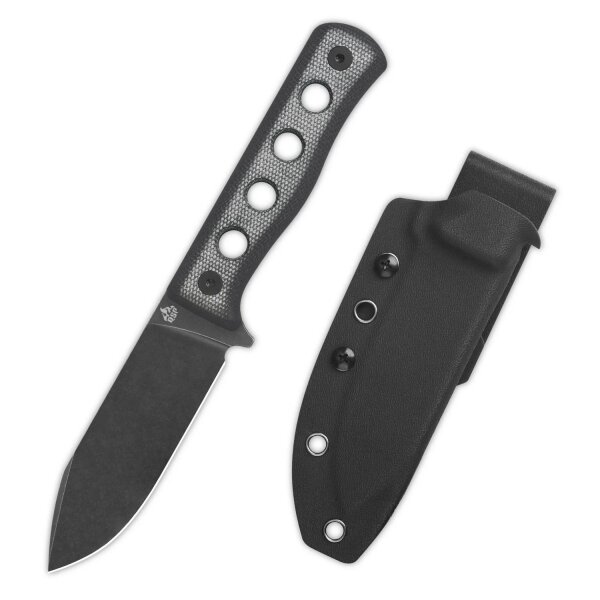 QSP Canary Fixed Blade Knife QS155-B2 Cr8Mo2VSi(DC53) Blade Black Micarta Handle
