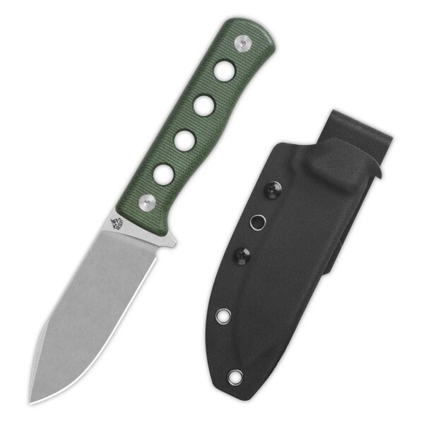 QSP Canary Fixed Blade Knife QS155-C1 Cr8Mo2VSi(DC53) Blade Green Micarta Handle