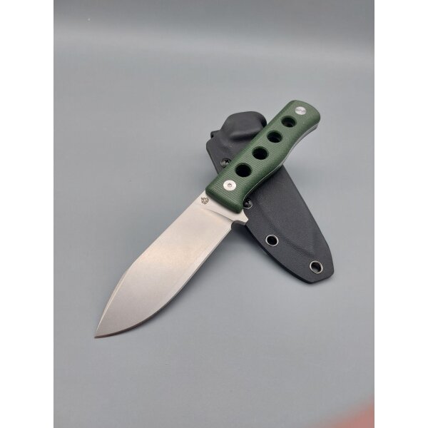 QSP Canary Fixed Blade Knife QS155-C1 Cr8Mo2VSi(DC53) Blade Green Micarta Handle