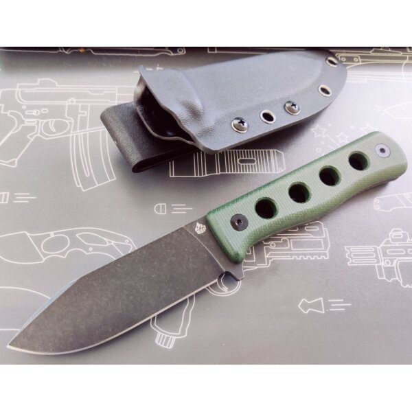 QSP Canary Fixed Blade Knife QS155-C2 Cr8Mo2VSi(DC53) Blade Green Micarta Handle