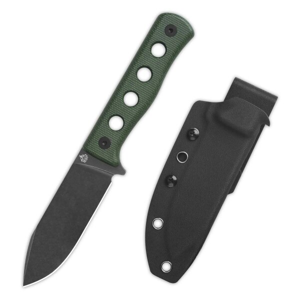 QSP Canary Fixed Blade Knife QS155-C2 Cr8Mo2VSi(DC53) Blade Green Micarta Handle