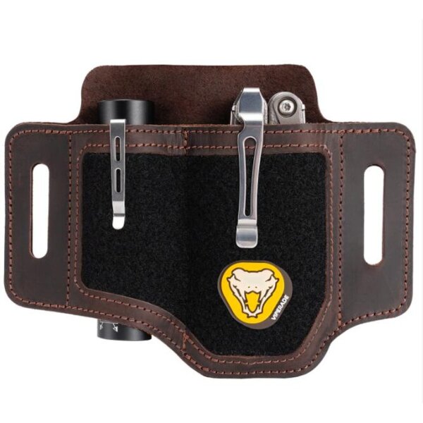 Viperade PL1 Dunkelbraun Lederholster für EDC Gear mit Klett Loop
