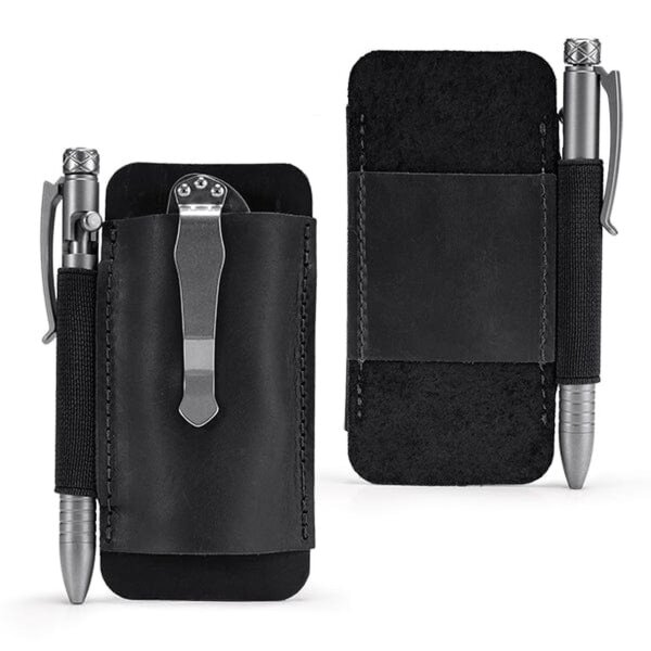 Viperade PJ33 Schwarz Lederholster für EDC Gear Taschenmesser u. Pen