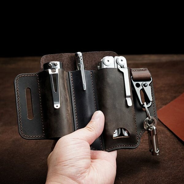 Viperade PJ29 Braun Lederholster für EDC Gear Multi Belt Sheath