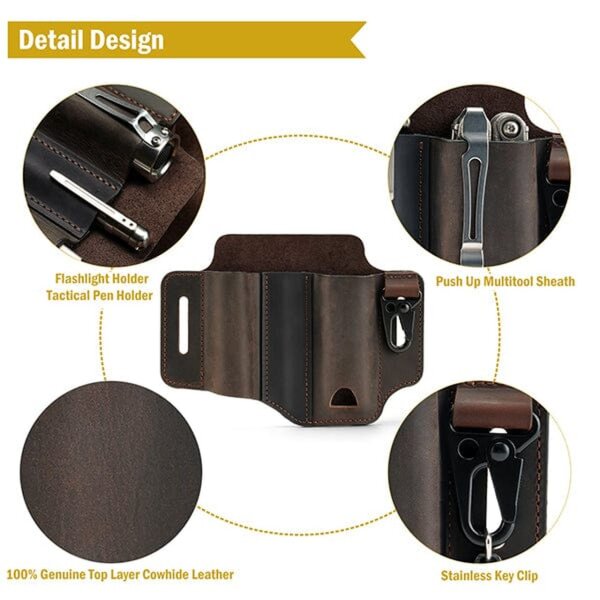 Viperade PJ29 Braun Lederholster für EDC Gear Multi Belt Sheath