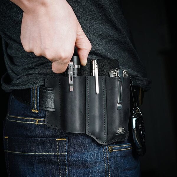 Viperade PJ29 Schwarz Lederholster für EDC Gear Multi Belt Sheath