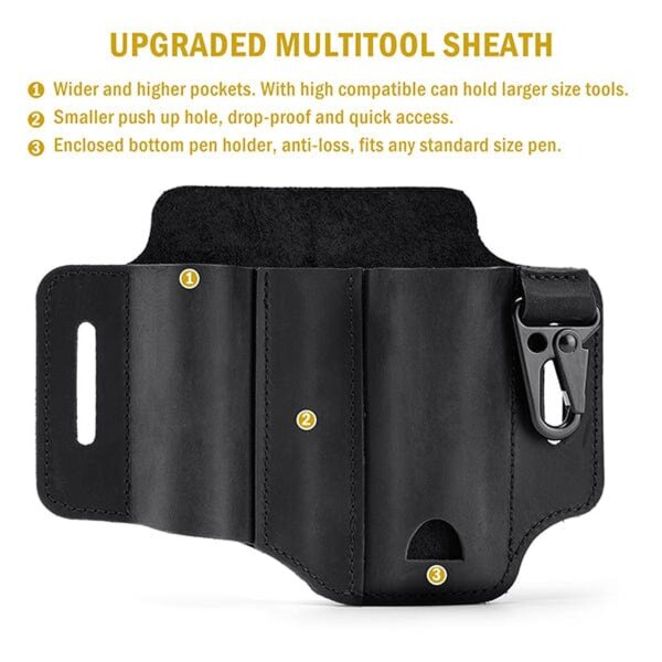 Viperade PJ29 Schwarz Lederholster für EDC Gear Multi Belt Sheath