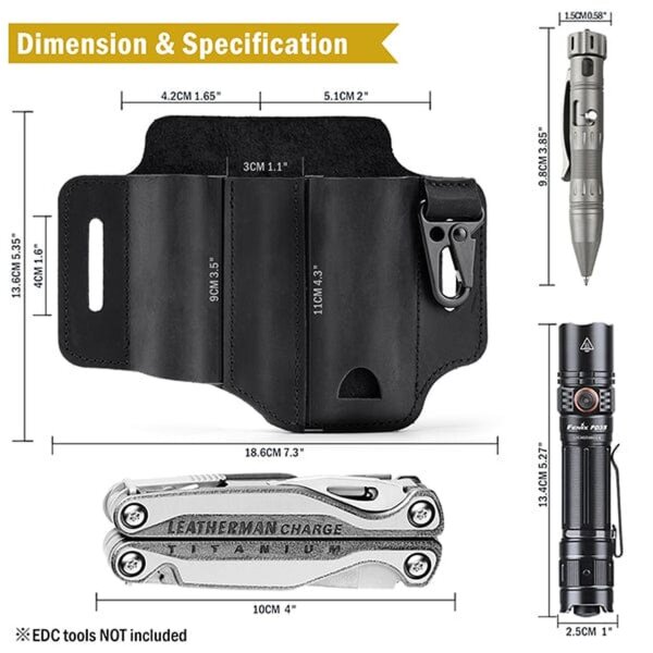 Viperade PJ29 Schwarz Lederholster für EDC Gear Multi Belt Sheath
