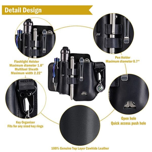 Viperade PJ35 Schwarz Lederholster für EDC Gear für Leatherman Tools etc.
