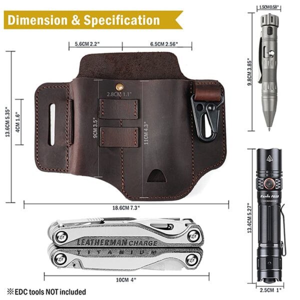 Viperade PJ35 BraunLederholster für EDC Gear für Leatherman Tools etc.