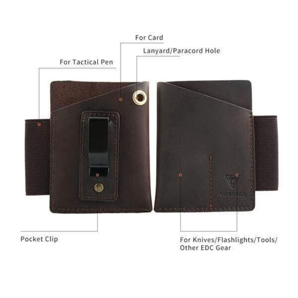 Viperade PJ12 Schwarz Lederholster für EDC Gear Taschenmesser u. Pen