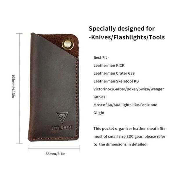 Viperade PJ11 Braun Lederholster für EDC Gear Taschenmesser Pen Lampe Tool etc.