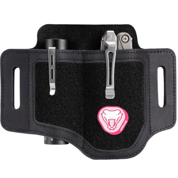 Viperade PL1 Schwarz Lederholster für EDC Gear mit Klett Area