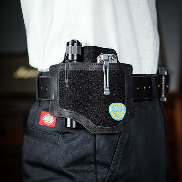 Viperade PL1 Schwarz Lederholster für EDC Gear mit Klett Area