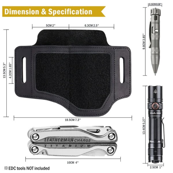 Viperade PL1 Schwarz Lederholster für EDC Gear mit Klett Area