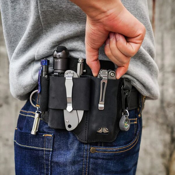 Viperade PJ36 Schwarz Lederholster für EDC Gear für Leatherman Tools etc.