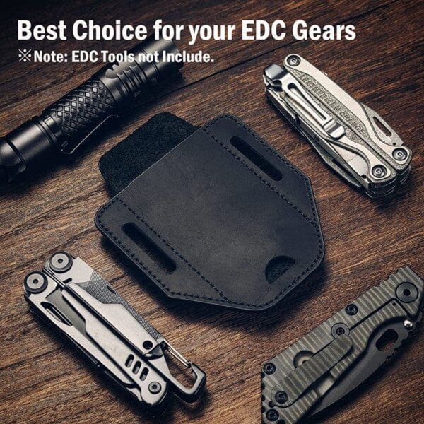 Viperade PJ31 Schwarz Lederholster für EDC Gear Pen Lampe Tool etc.