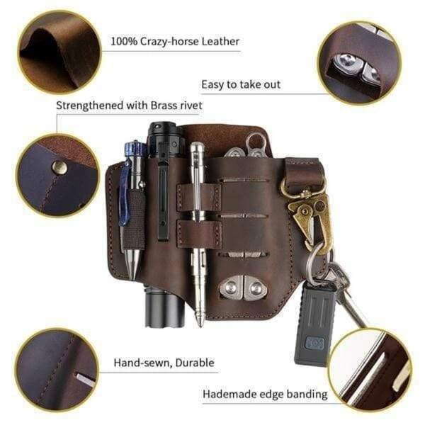 Viperade PJ16 Braun Lederholster für EDC Gear Multi Belt Sheath