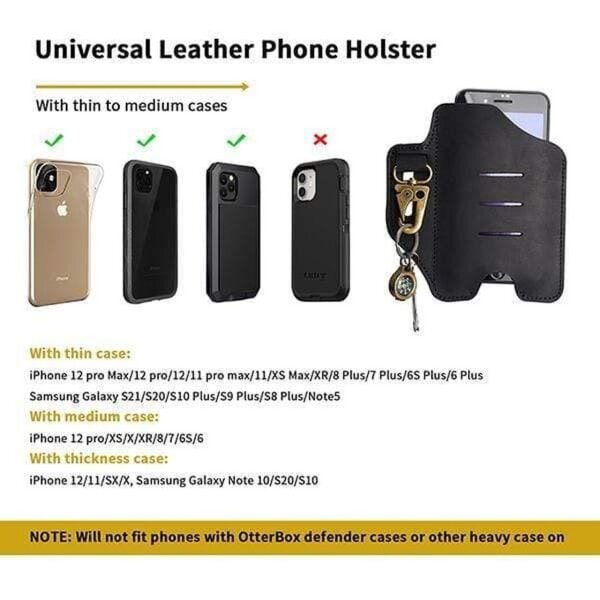 Viperade PJ20 Braun Lederholster für Smartphone mit Karabiner