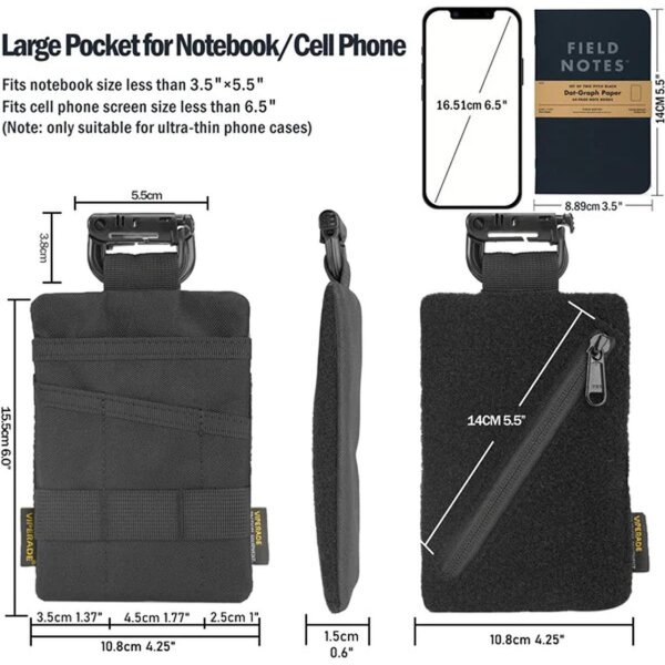 Viperade VE23 Organizer Schwarz Cordura EDC Pouch mit Klett Area
