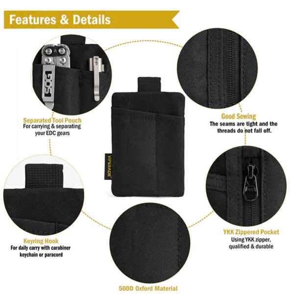 Viperade VE29 Black EDC Pouch 500D Polyestergewebe Pocket Organizer