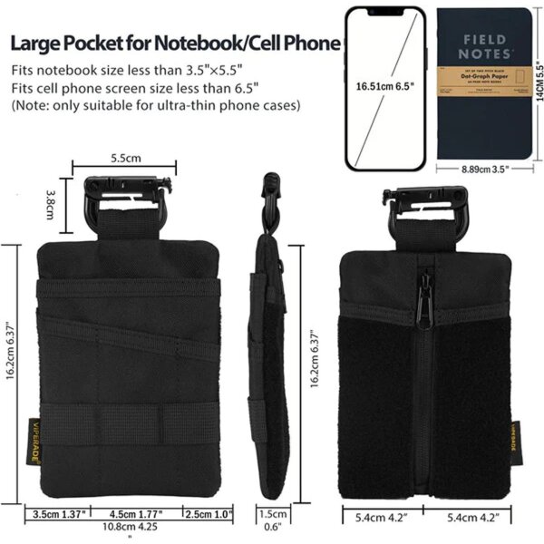 Viperade VE25 Black EDC Pouch Pocket Organizer mit Klett Fläche